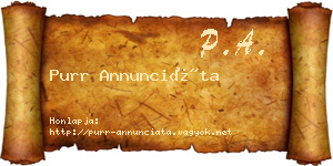 Purr Annunciáta névjegykártya
